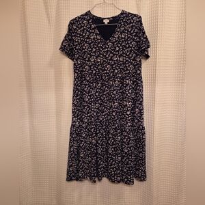 J. Crew Navy Floral Midi Dress